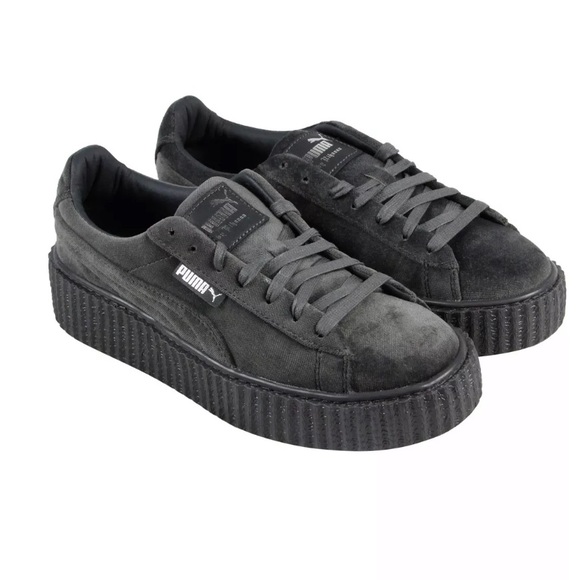 Puma Shoes - PUMA FENTY by Rihanna Gray Creeper Velvet Shoes